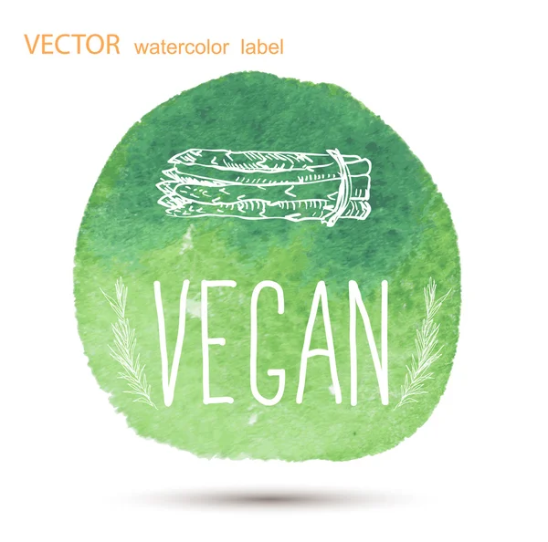 Comida vegana cruda. caligrafía acuarela — Vector de stock