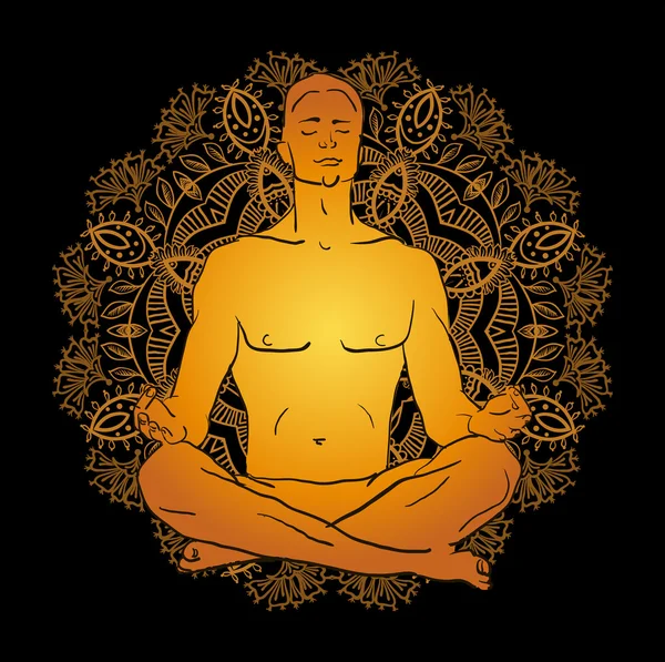 ヨガの瞑想をしている人 — ストックベクタ