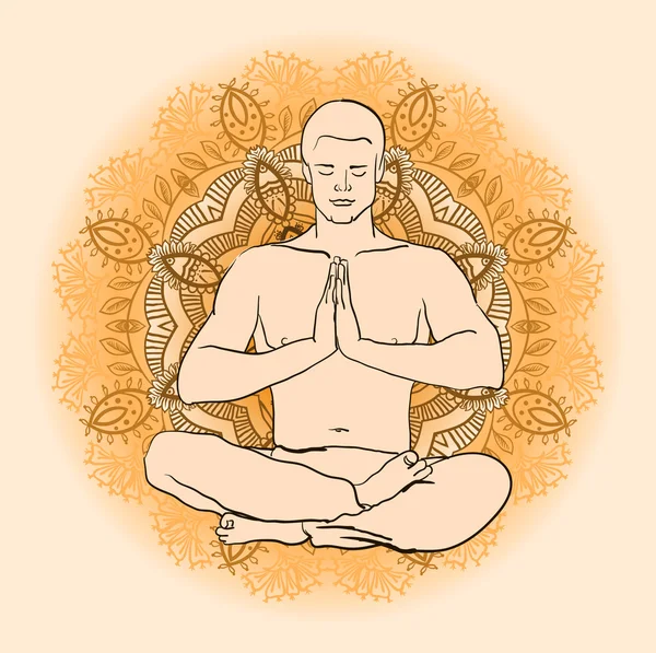 Man gör yoga meditation — Stock vektor