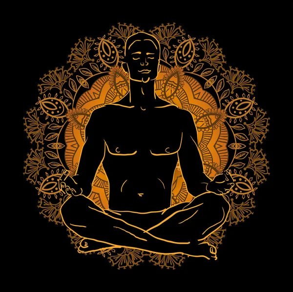Homme faisant méditation de yoga — Image vectorielle