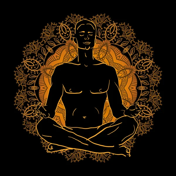 Yoga, meditasyon yapan erkek — Stok Vektör