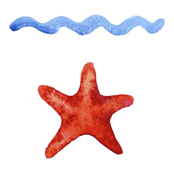 Acuarela dibujada a mano estrella de mar — Vector de stock