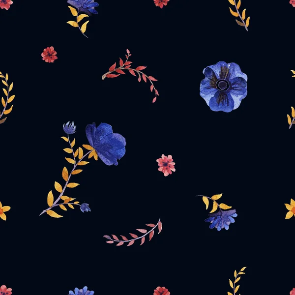 Virágok-akvarell minta — Stock Fotó