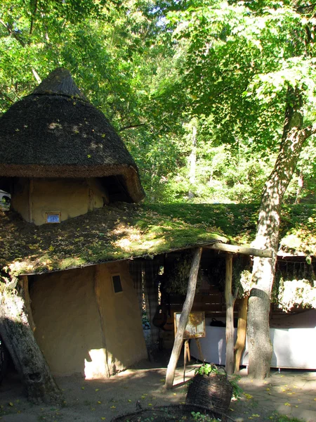 La vieja casa de adobe con techo de paja — Foto de Stock