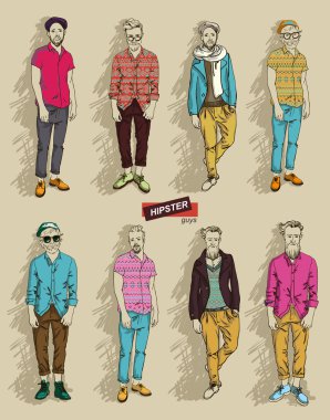 Moda setindeki hippi adam.