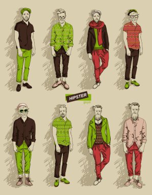 Moda setindeki hippi adam.