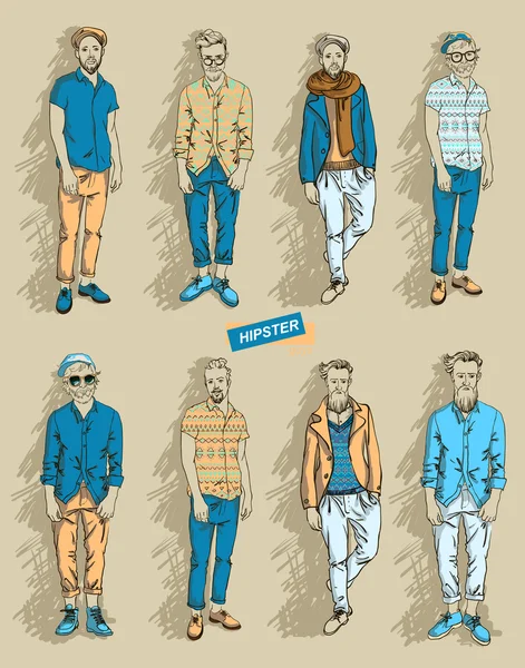 Hipster man in fashion set — стоковый вектор