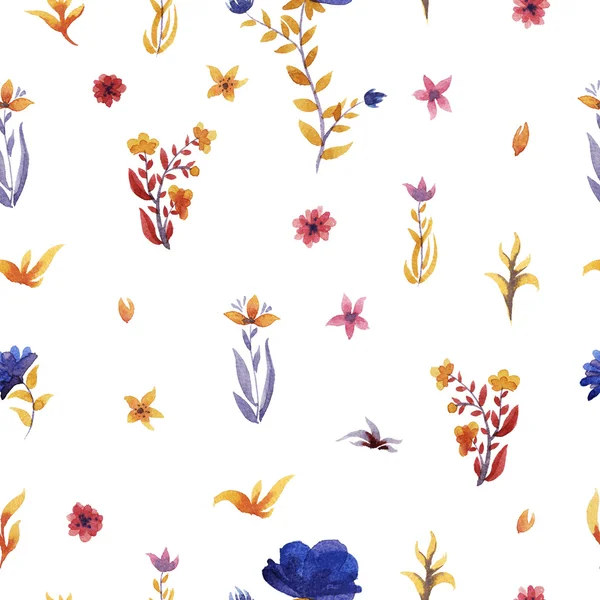 Квіти аквареллю візерунком — стокове фото