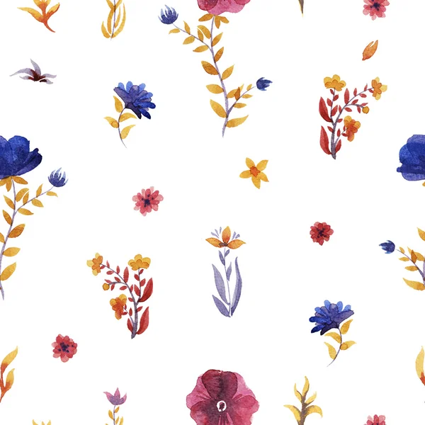 Квіти аквареллю візерунком — стокове фото