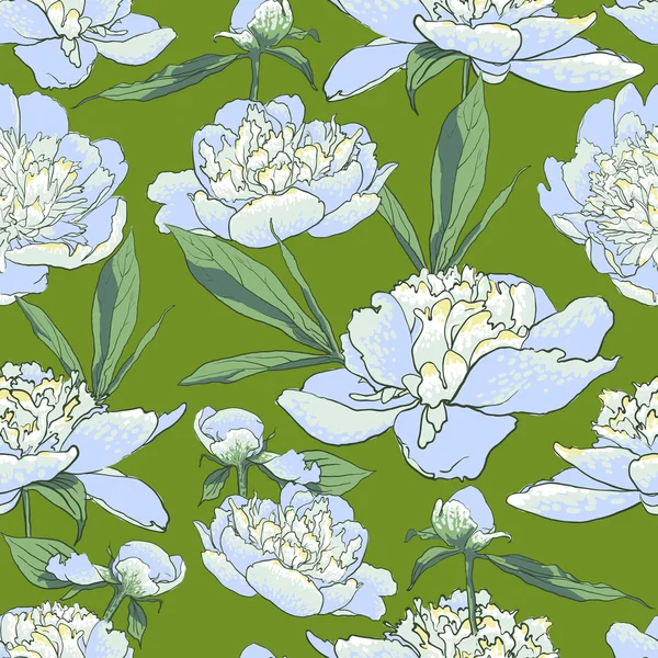 Fond floral sans couture avec pivoines — Image vectorielle