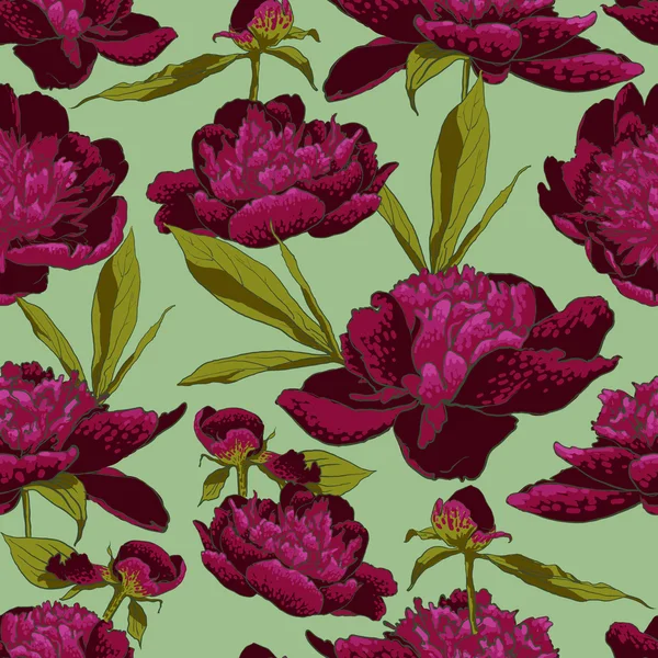 Peonies ile sorunsuz çiçek arka plan — Stok Vektör