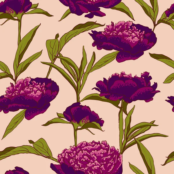 Peonies ile sorunsuz çiçek arka plan — Stok Vektör