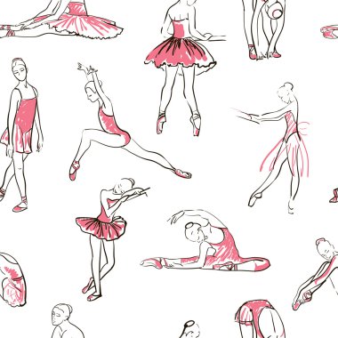 Kızlar balerin Dikişsiz desen vektör çizimi