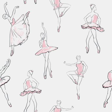 Kızlar balerin Dikişsiz desen vektör çizimi