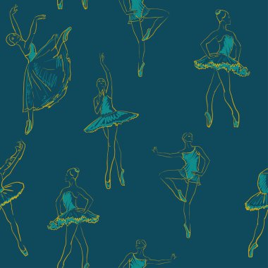 Kızlar balerin Dikişsiz desen vektör çizimi