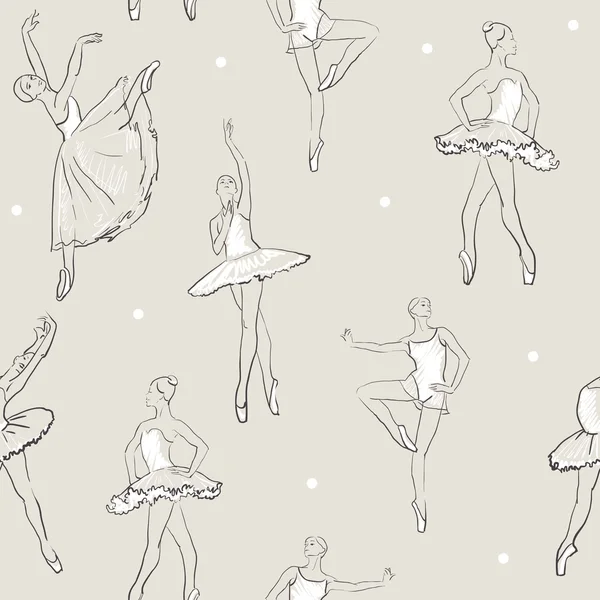 Croquis vectoriel de filles ballerine motif sans couture — Image vectorielle