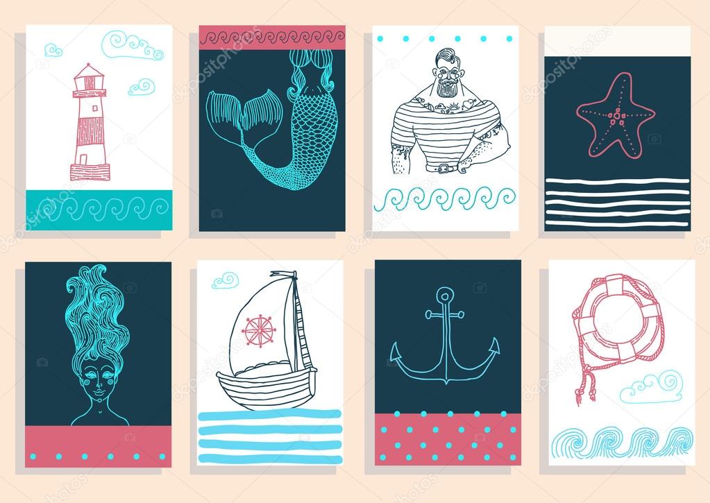 sailor, lighthouse, mermaid, ship