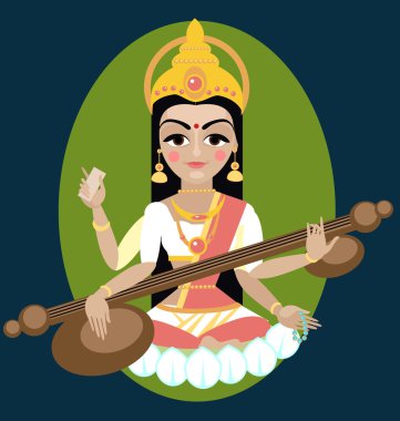 Sarasvati devi illüstrasyon