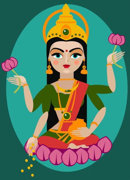 Mata Lakshmi illustrazione — Vettoriale Stock