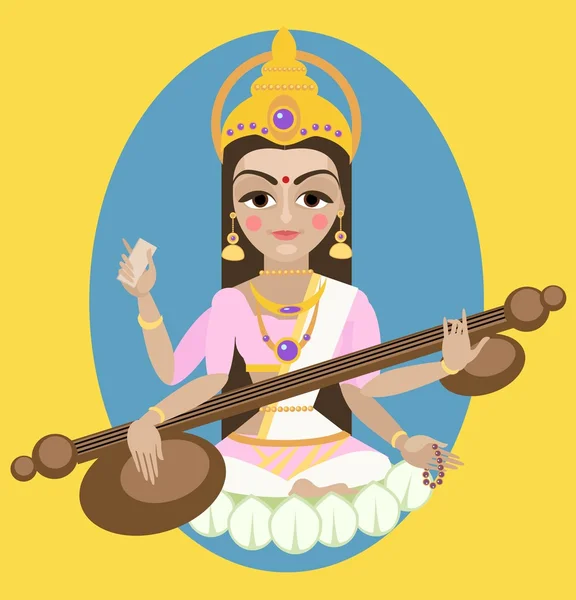 Sarasvati devi illustration — Stock Vector