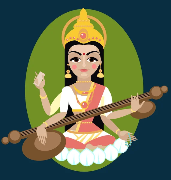 Illustration de Sarasvati devi — Image vectorielle