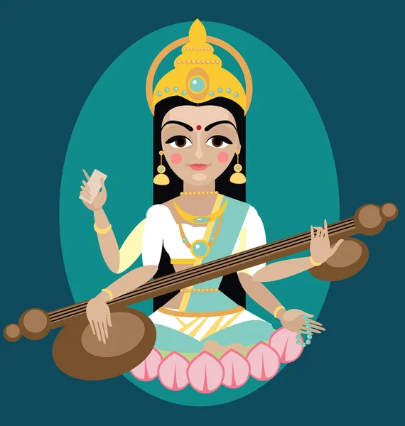 Sarasvati devi illustration — Stock Vector