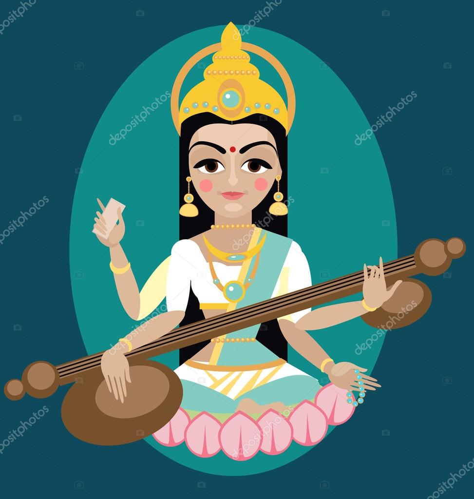 Sarasvati devi illustration Stock Vector Image by ©mamziolzi #96523876 Sarasvati devi illustration Stock Vector Image by ©mamziolzi #96523876