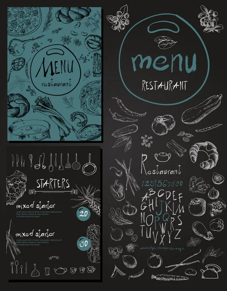 Jedzenie restauracja Menu zestaw — Wektor stockowy