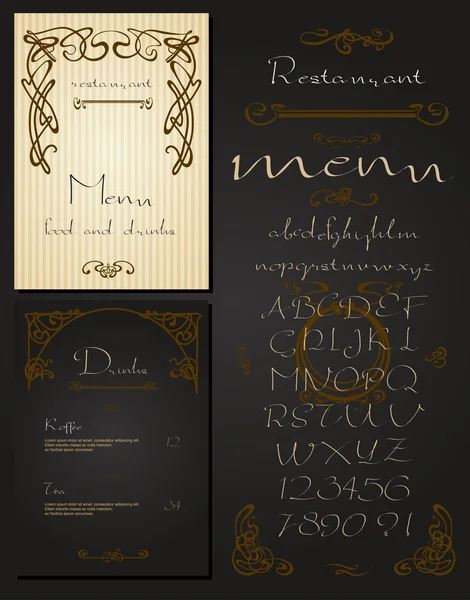 Ensemble de menu restaurant style vintage — Image vectorielle