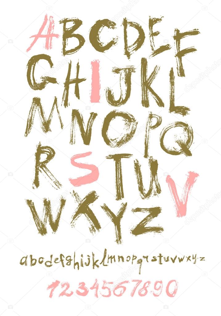 Alphabet letters lowercase, uppercase and numbers.