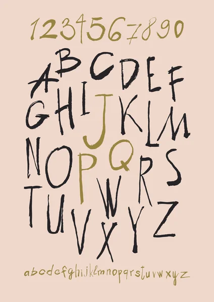 Alfabet letters kleine letters, hoofdletters en cijfers. — Stockvector