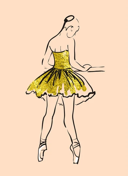 Vektor-Skizze von Mädchen Ballerina — Stockvektor