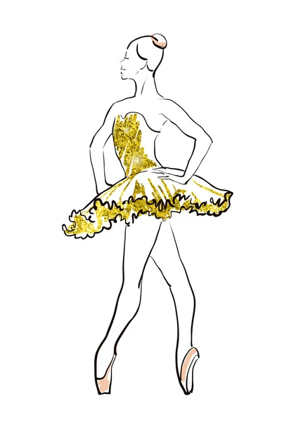 Vector sketch of girls ballerina — Stock Vector
