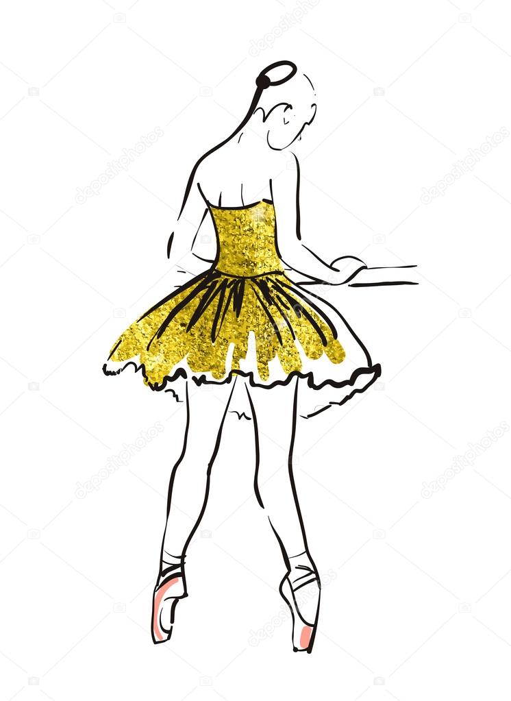 vector sketch of girls ballerina