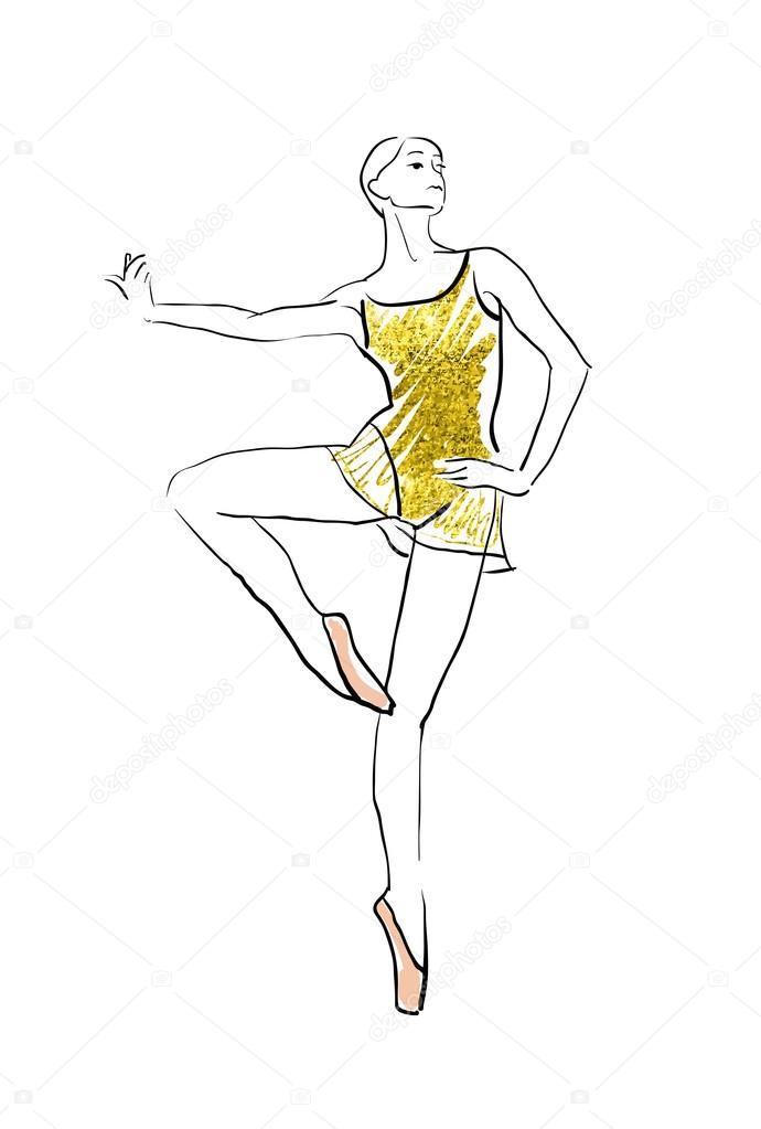 vector sketch of girls ballerina