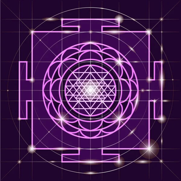 Sree Yantra. Kutsal geometri — Stok Vektör