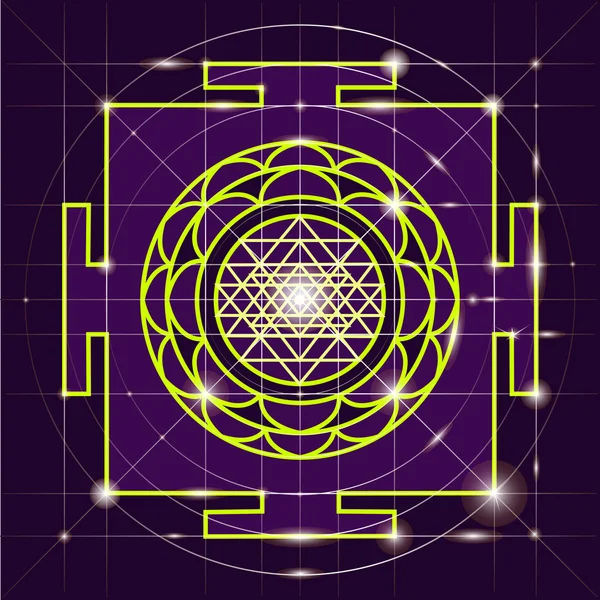 Sree Yantra. Helig geometri — Stock vektor