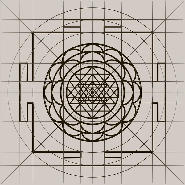 Sree Yantra. Helig geometri — Stock vektor