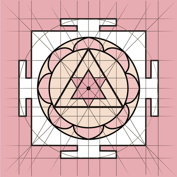 Sree Yantra. Sacred Geometry — Stock Vector