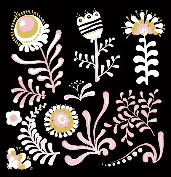 Big set of floral graphic design elements — Stock Vector