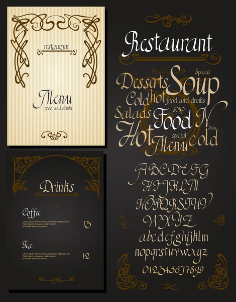 Conjunto de menu de restaurante estilo vintage . — Vetor de Stock