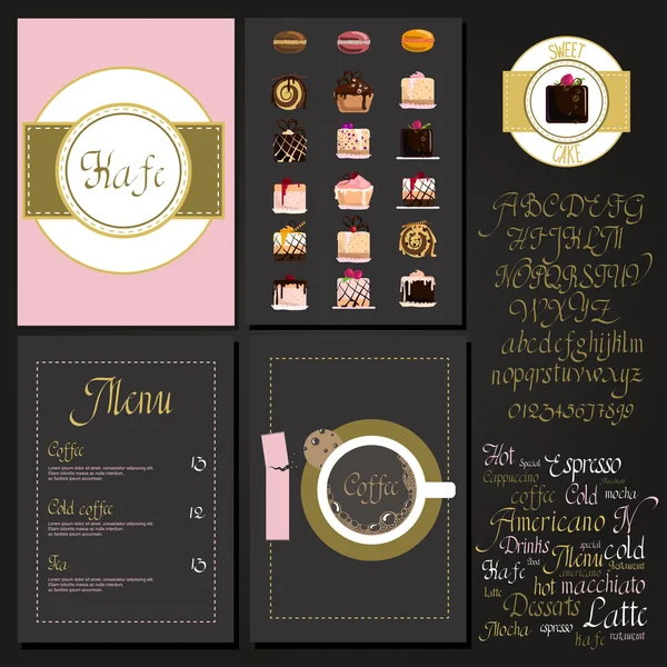 Conjunto de menu Kafe — Vetor de Stock