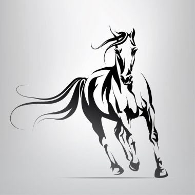 Silhouette of  running horse clipart