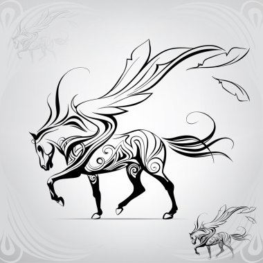 Pegasus walking against  wind clipart