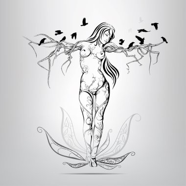 Kız ağaç şeklinde