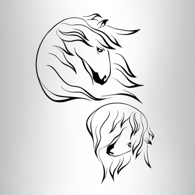 말의 머리의 실루엣.