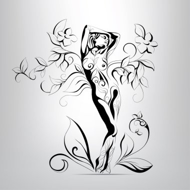 Kız yaprakları silüeti