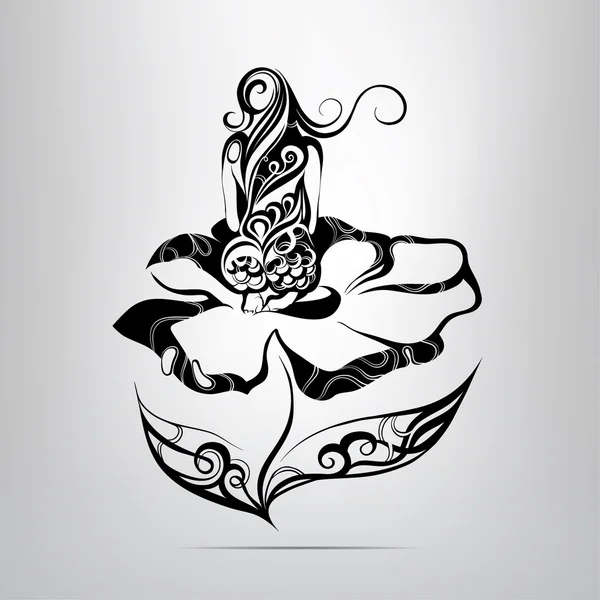 Chica sentada en una flor — Vector de stock