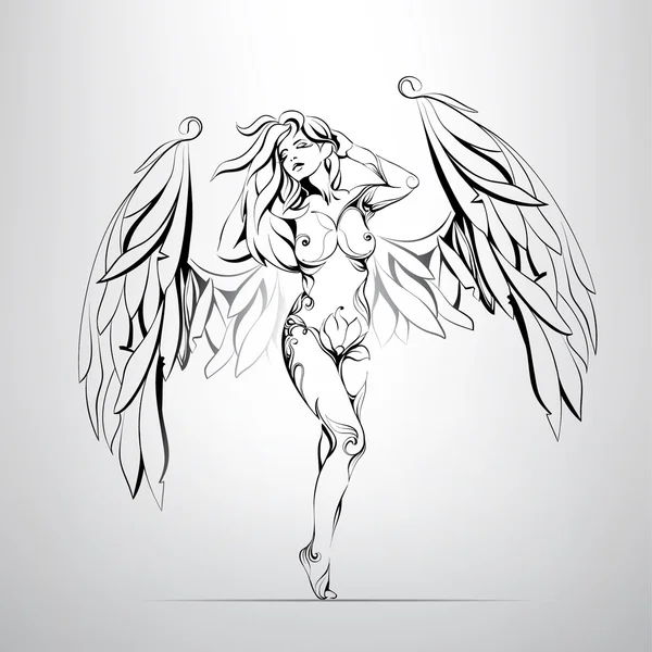 抽象的女孩天使 — 图库矢量图片