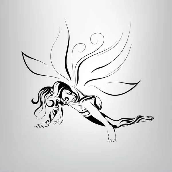 Elfe avec des ailes de fleur . — Image vectorielle